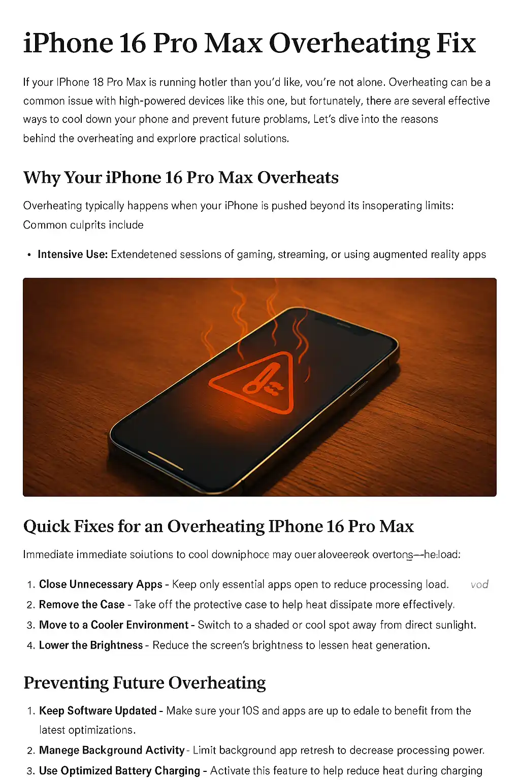 iPhone 16 Pro Max Overheating Fix