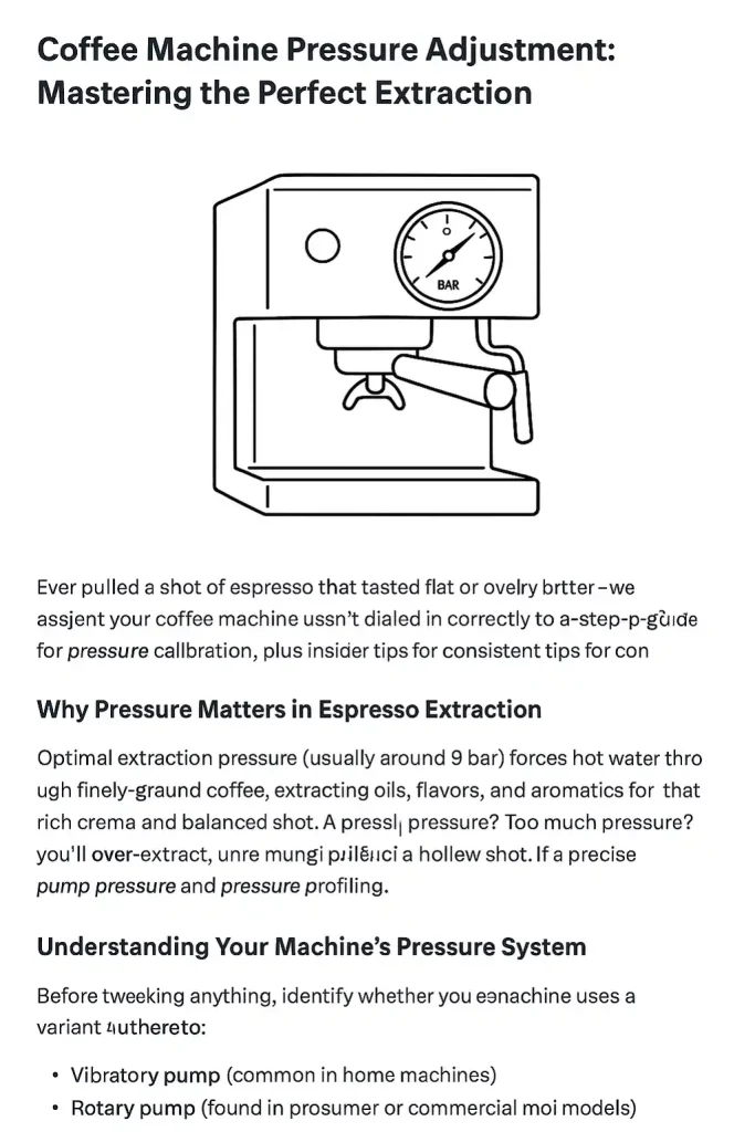 A minimalist line drawing of a coffee machine's pressure gauge at 9 bars